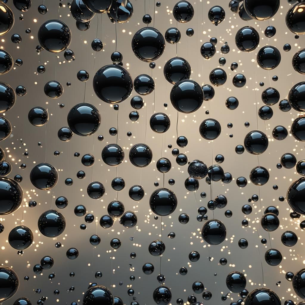 Floating Matte Black LED Spheres, Digital Matte Painting