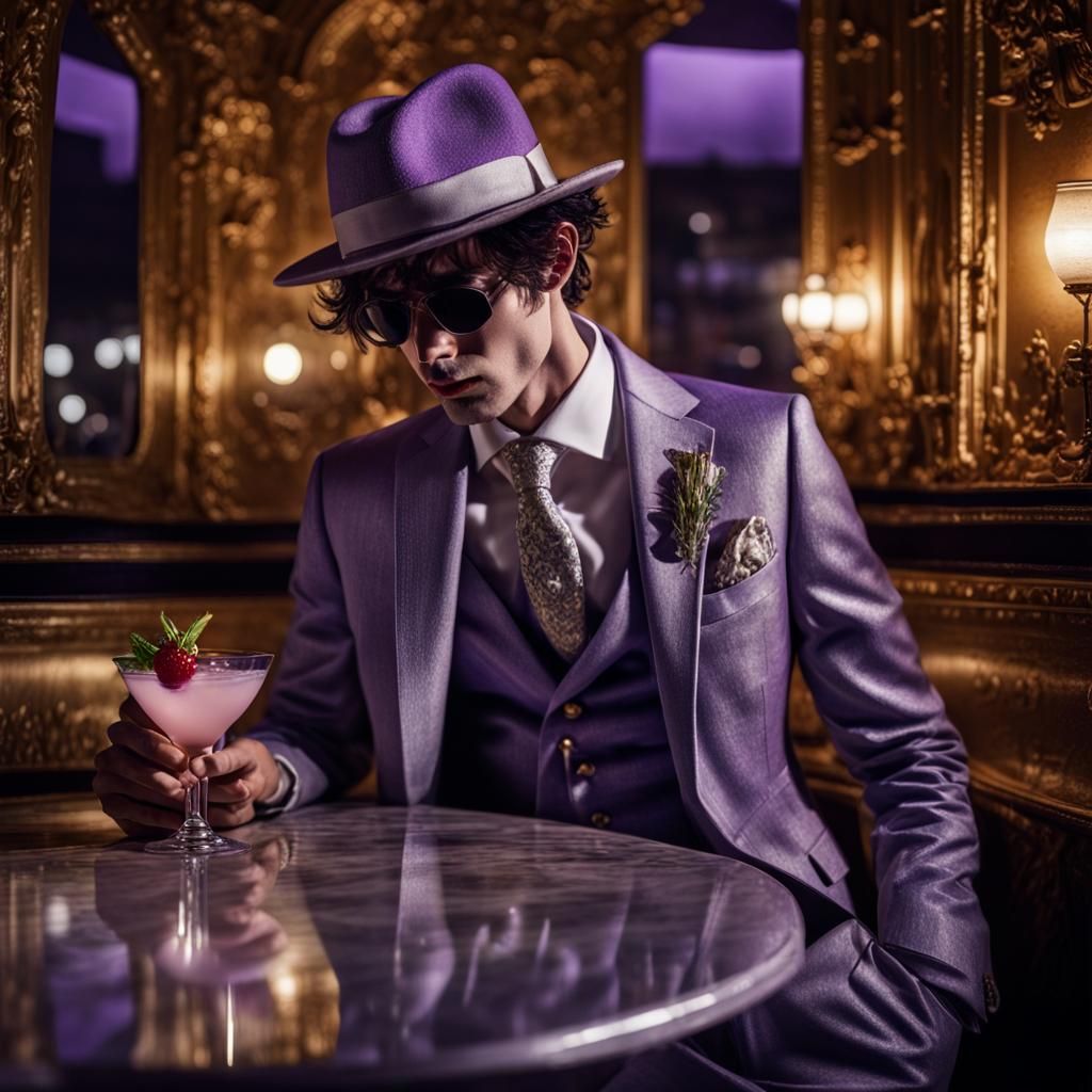 Moody Cocktail Scene with Pale Man and Shadows