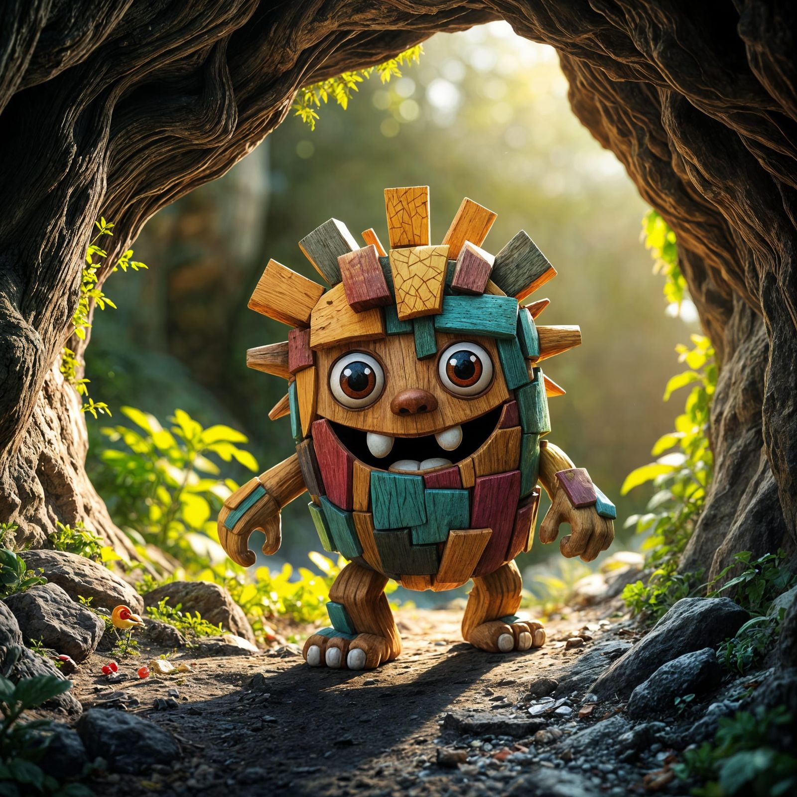 Whimsical Woodland Monster Emerge from Cave