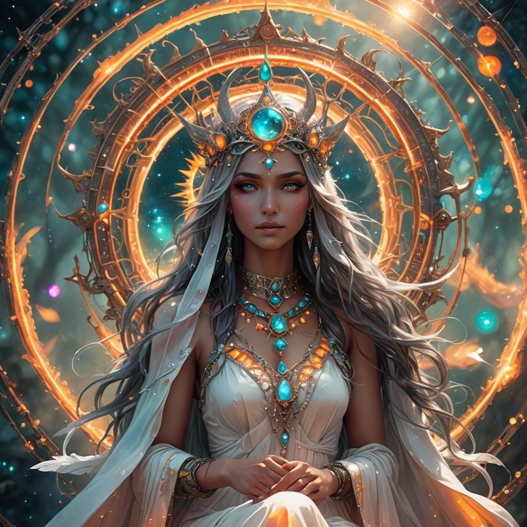 Celestial Goddess Temple on Opal in Nouveau Style