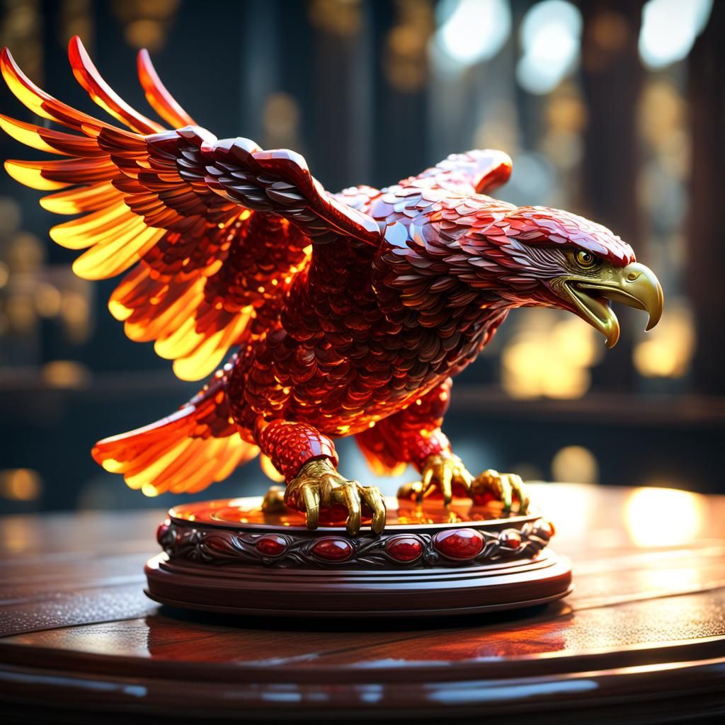 Glass Eagle Statue with Dynamic Lighting in 3D