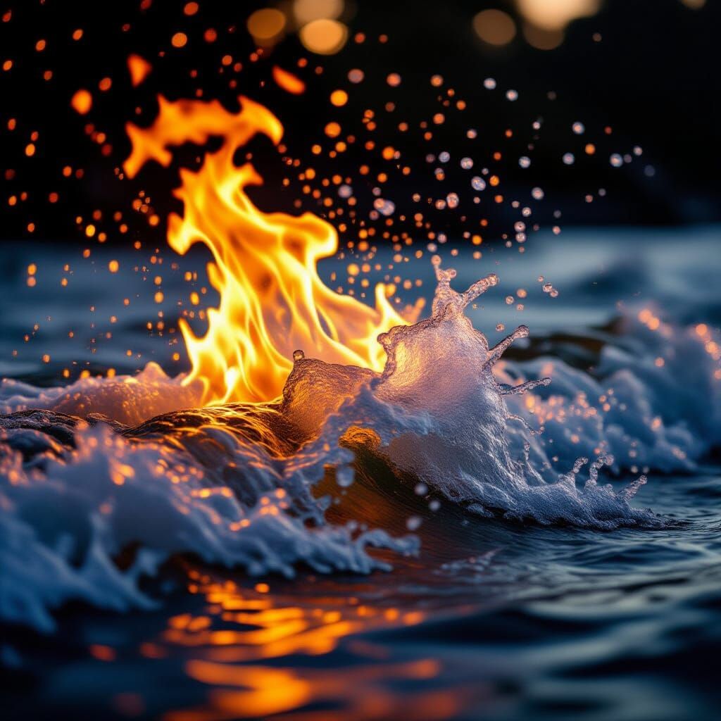 Dramatic Collision of Fire and Water