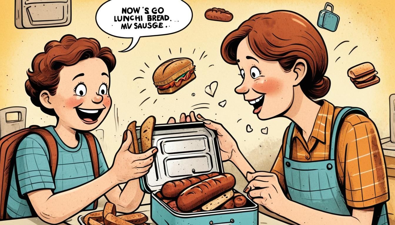 Humorous Cartoon of Mom Packing Lunch