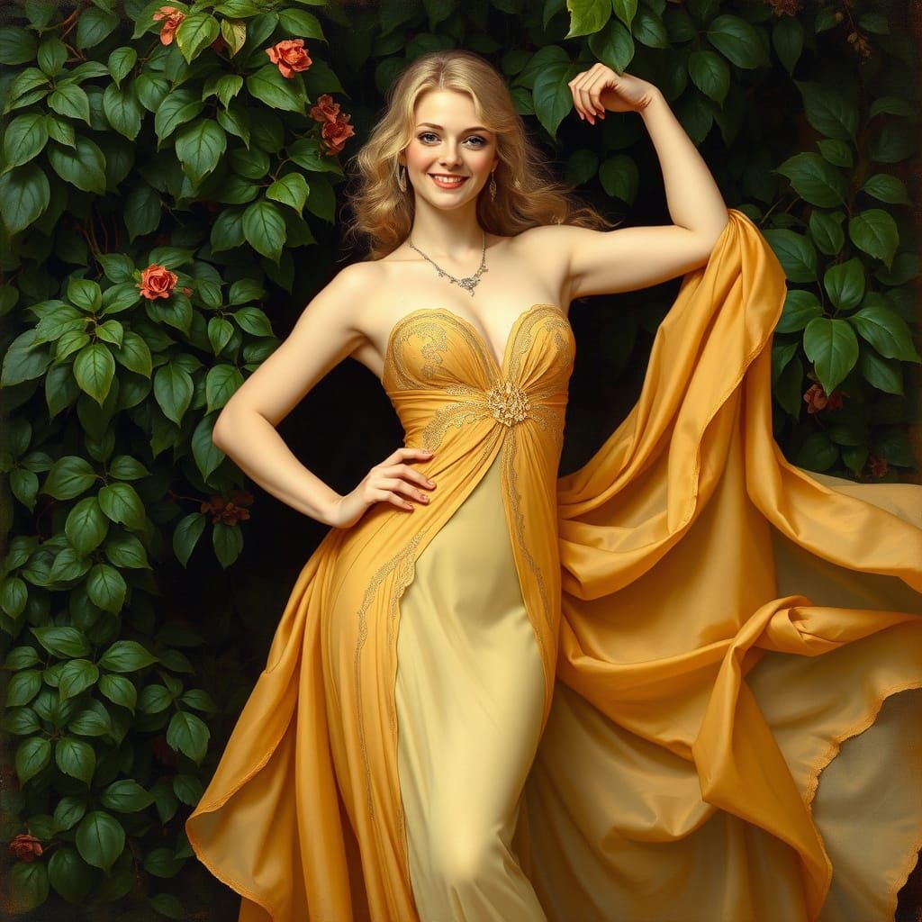 Elegant Blonde in Art Nouveau Style