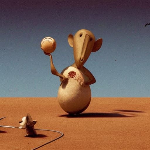 Sci-Fi Baseball Game with Alien Mice, Artistic Style