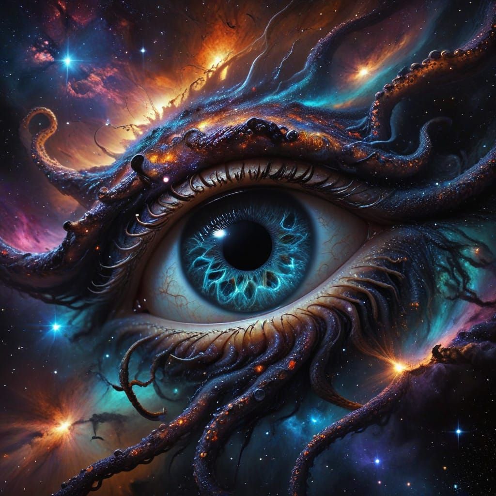 Ethereal Gods of Time and Space in a Starry Cosmos