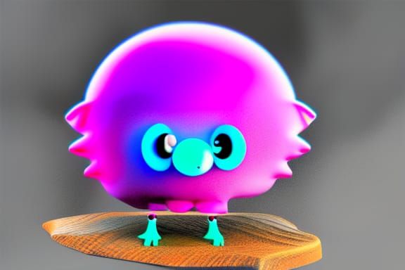 Pink and Aqua Fuzzy Caterpillar Creature