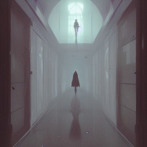 Sinister Asylum Corridor in Dark Fantasy Style