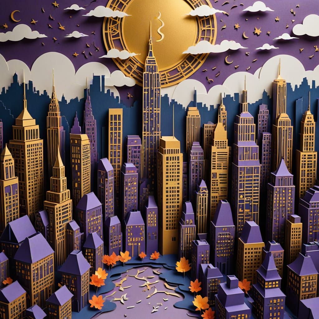 Dreamlike New York City in Kirigami Paper Art