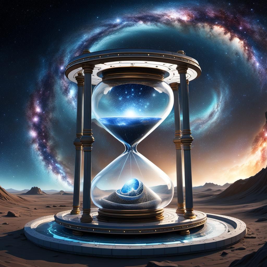Futuristic Mechanical Hourglass Wormhole Concept Art