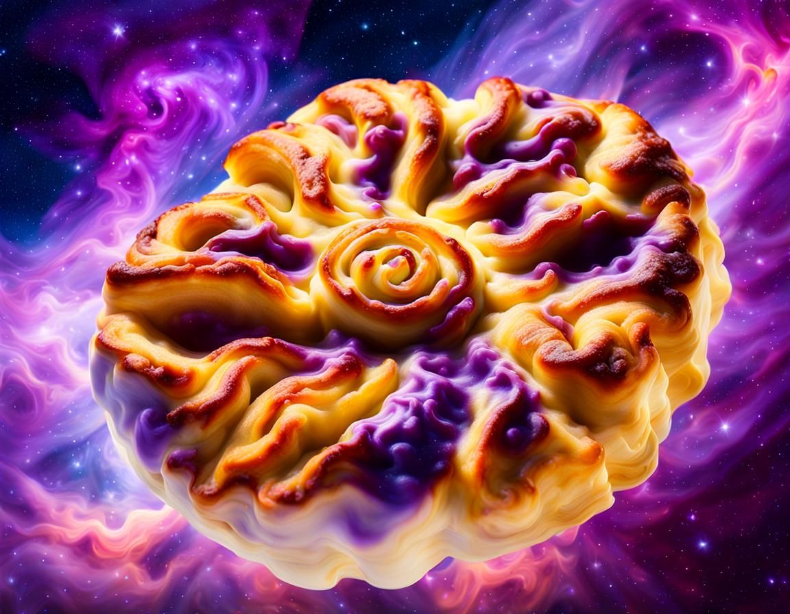 Surreal Cheese Danish Nebula in Impressionist Style