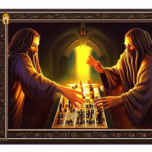 Cthulhu and Jesus Play Chess in Giger Style