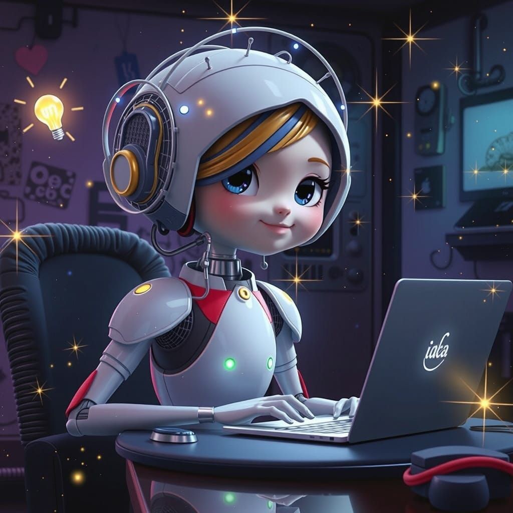 Whimsical Chatbot Character in Disney-Style Animation