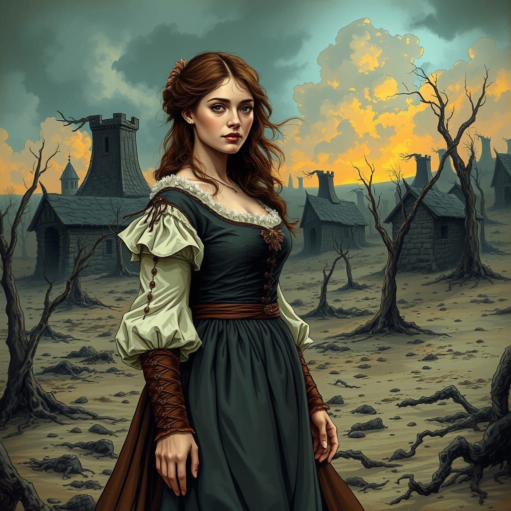 Plague Maiden in Comic Book Art Style