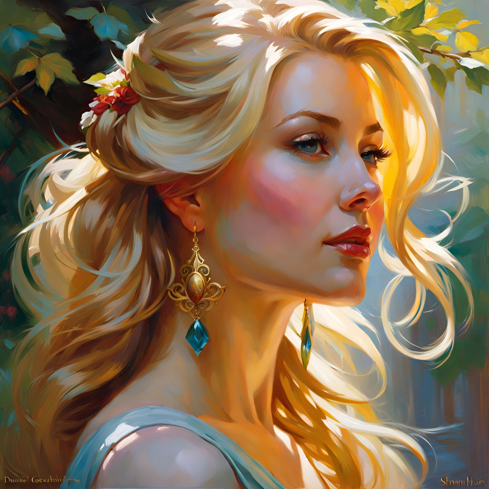 Blonde Woman Portrait in a Fantasy Art Style