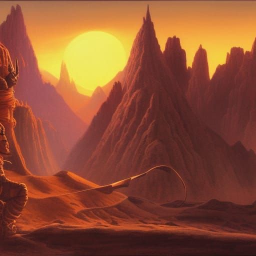 Desert Caravan: Fantastical Hyperdetailed Painting