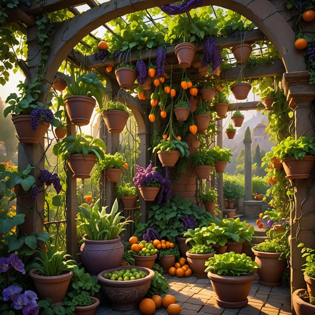 Lush Garden with Vegetables: Fantasy Concept Art