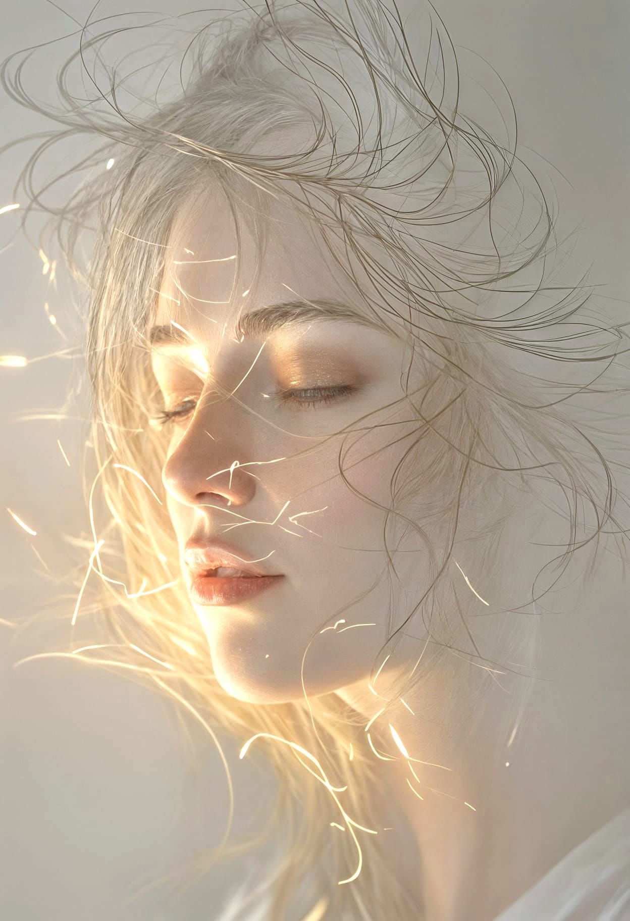 Sparkling Light and Flame Portrait in Delicate Style