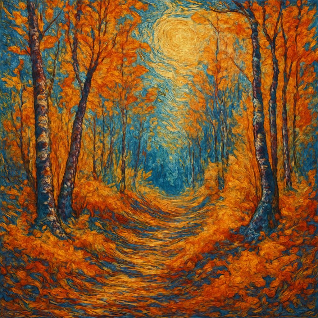 Indian Autumn Forest in Van Gogh Style