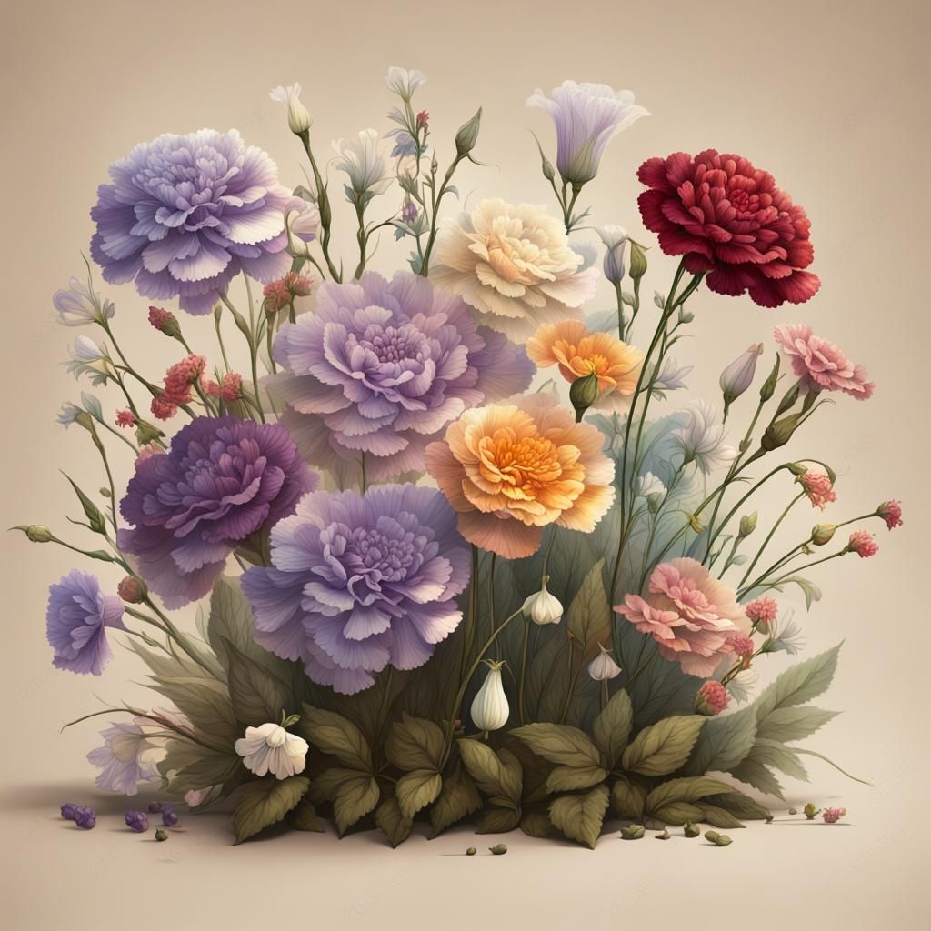 Antique Pastel Flowers: Detailed Matte Painting