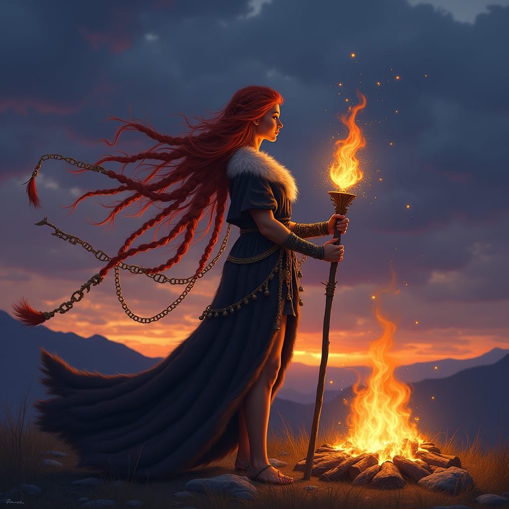 Norse Enchantress in Golden Twilight