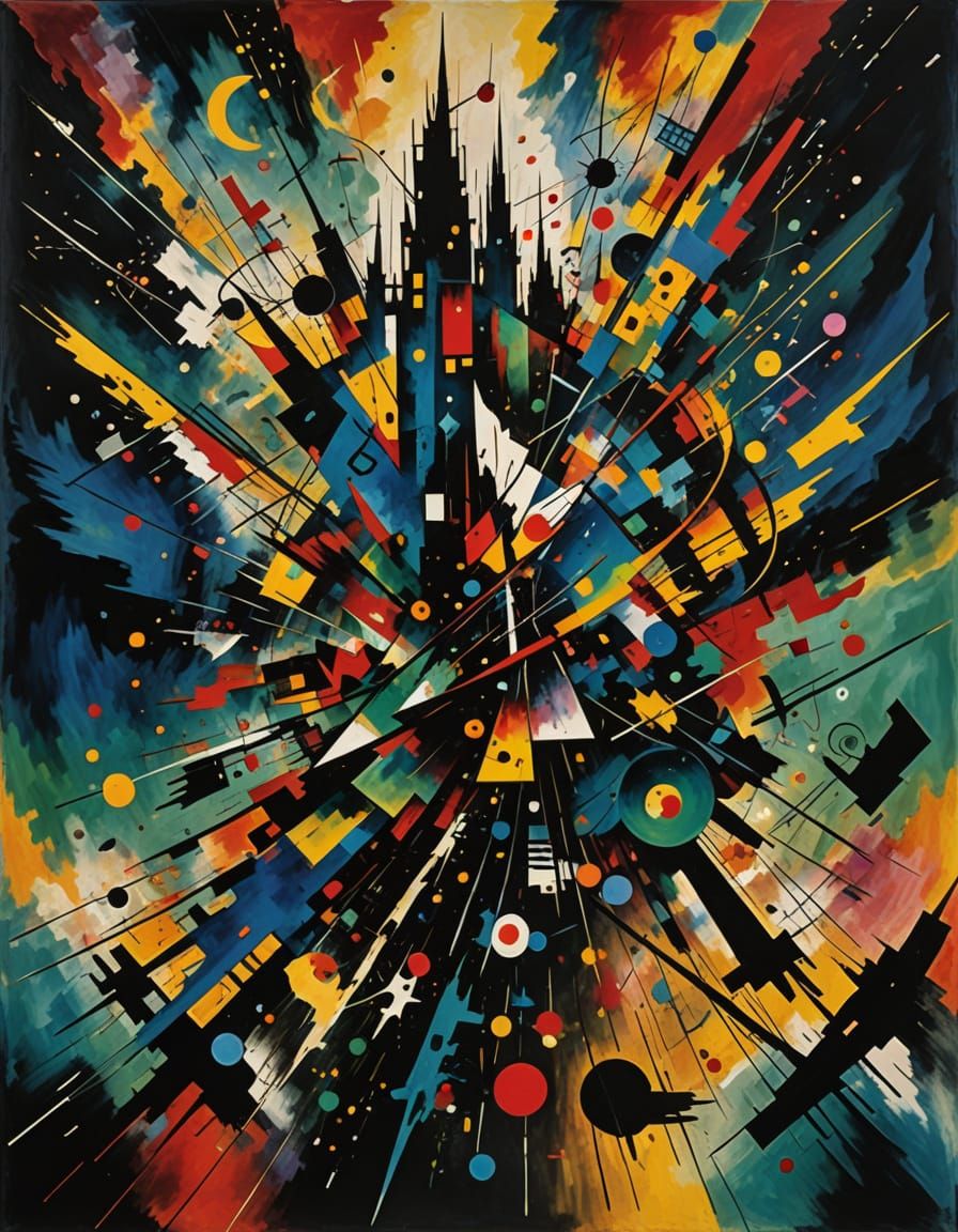 Abstract Futuristic Cityscape in Expressionist Style