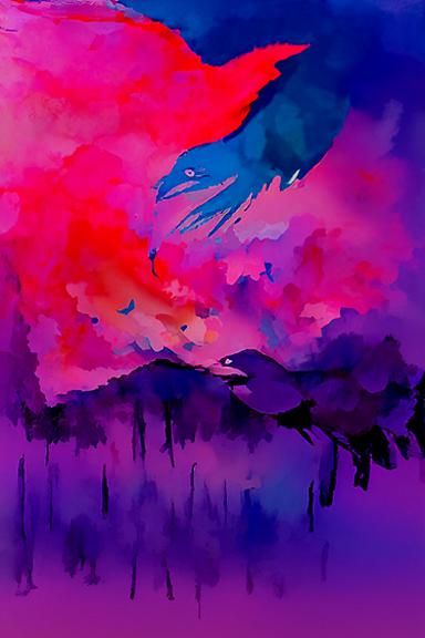 Beautiful Crow in Watercolor