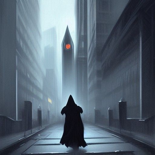 Sinister Hooded Figure Running in London