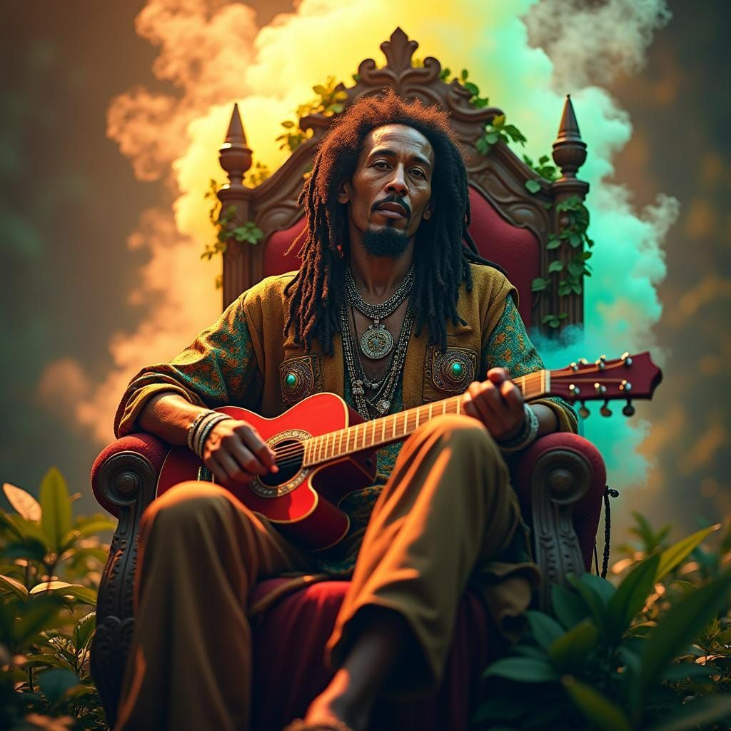 Bob Marley Portrait: Detailed Matte Painting in 8K
