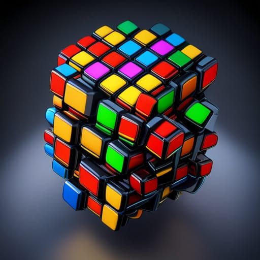 Detailed Matte Painting of a Rubik's Cube