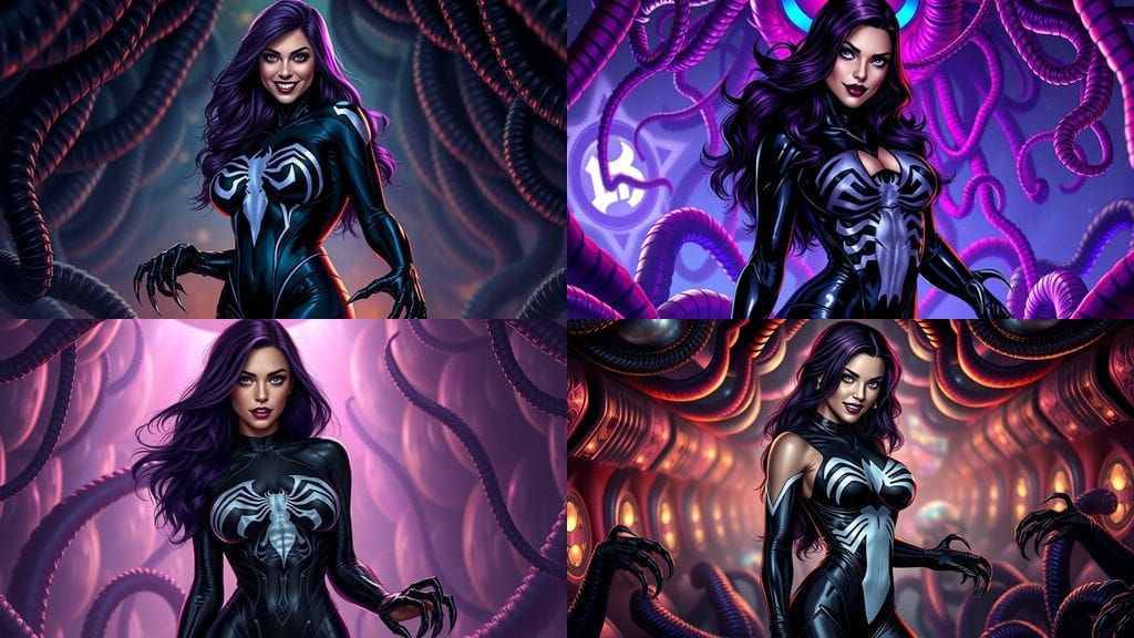 Glowing Dark Purple She Venom in Latex Suit