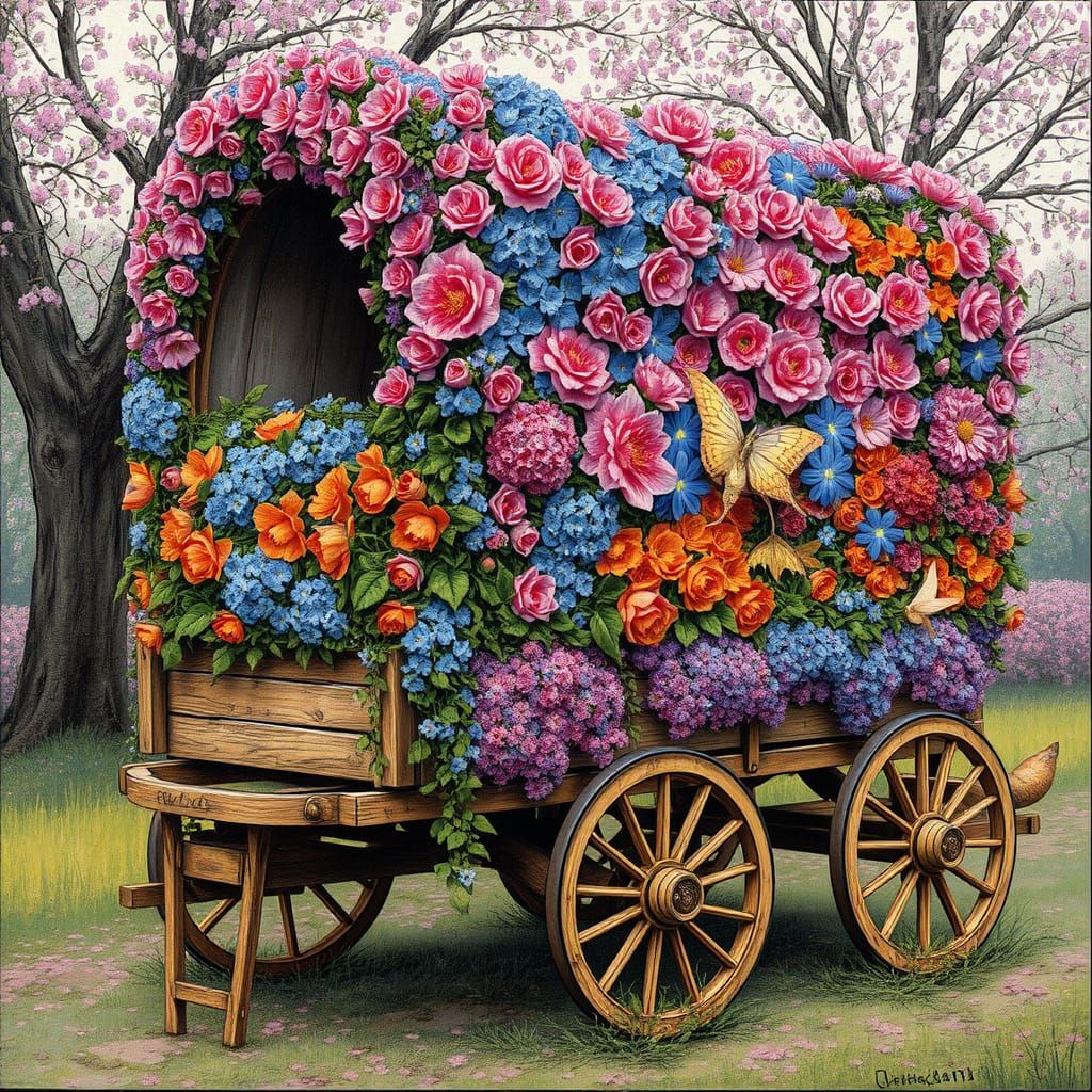 Floral Wagon in Vibrant Colors