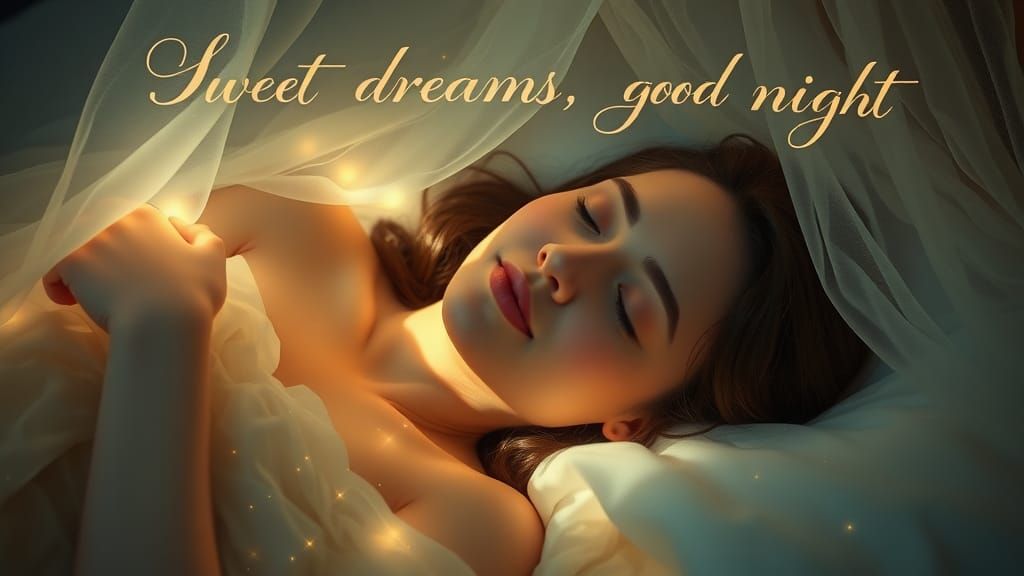 Ethereal Woman Asleep Under Moonlight with Sweet Dreams