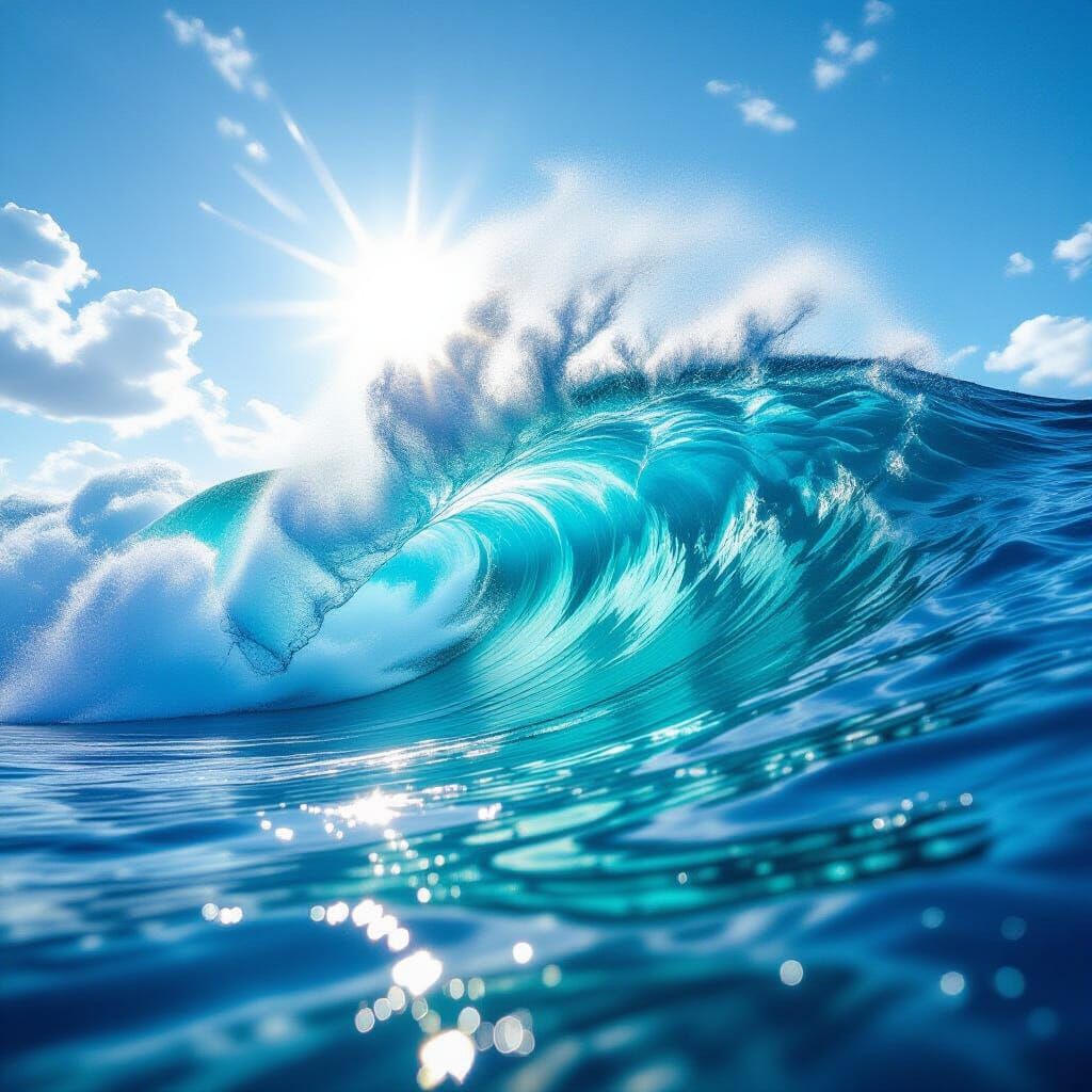 Hyperrealistic Ocean Wave at Golden Hour