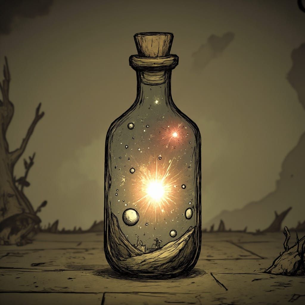 Ethereal Glass Bottle Universe in Dreamlike Color Field