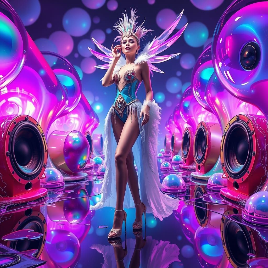 Futuristic Showgirl in Cyberpunk Jelly World