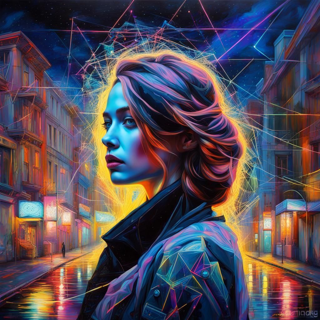 Neon Blacklight Titanic Fairytale: Stylized Oil Painting
