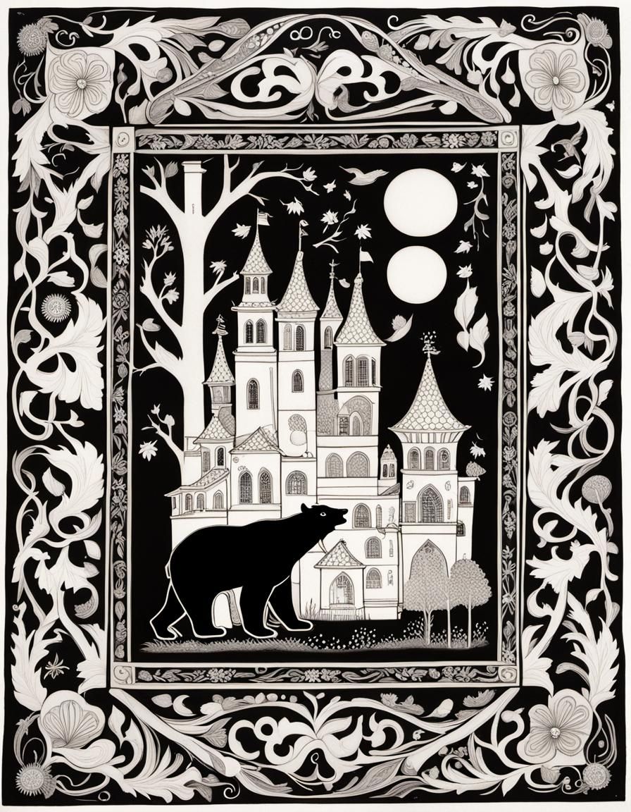 Hyperdetailed Beardsley Picture Frame Folk Art