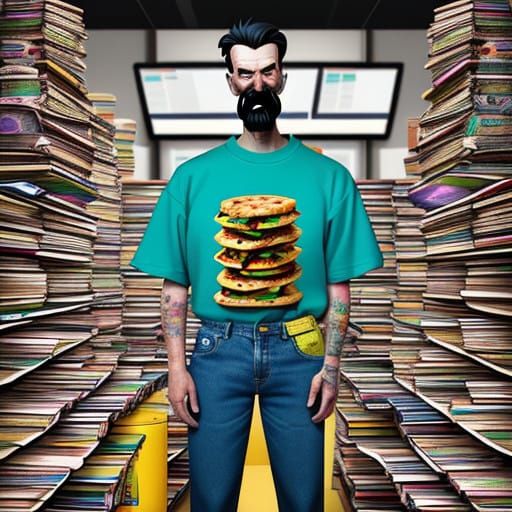 Playful Cafe Patron in Bright Colored Attire