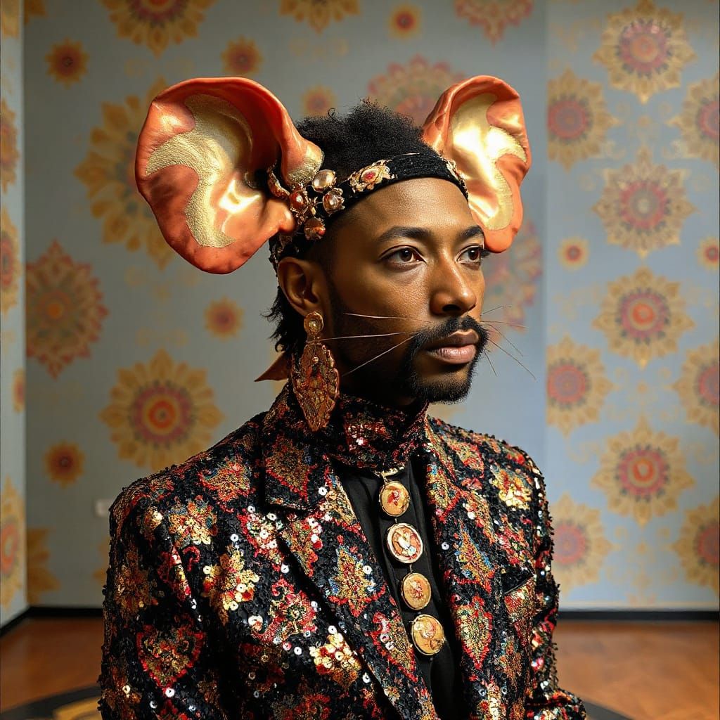 Psychedelic Rat Portrait in Shiny Funky Style