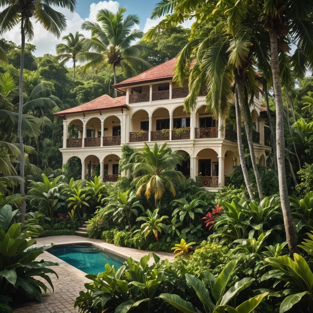 Luxurious Caribbean Hotel with Lush Vegetation