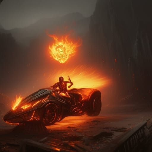 Ghost Rider Fireball Dark Fantasy Concept Art