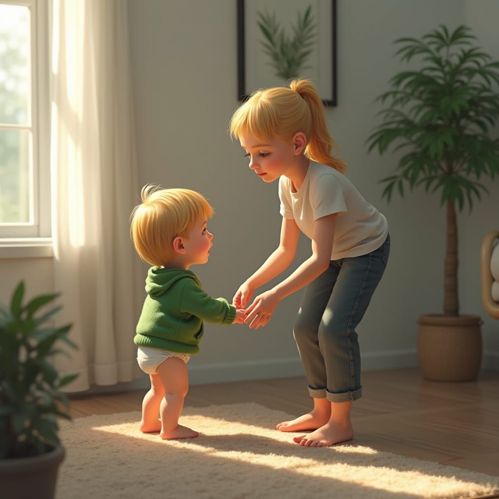 Realistic Teen Boy in Diaper, Paternal Care