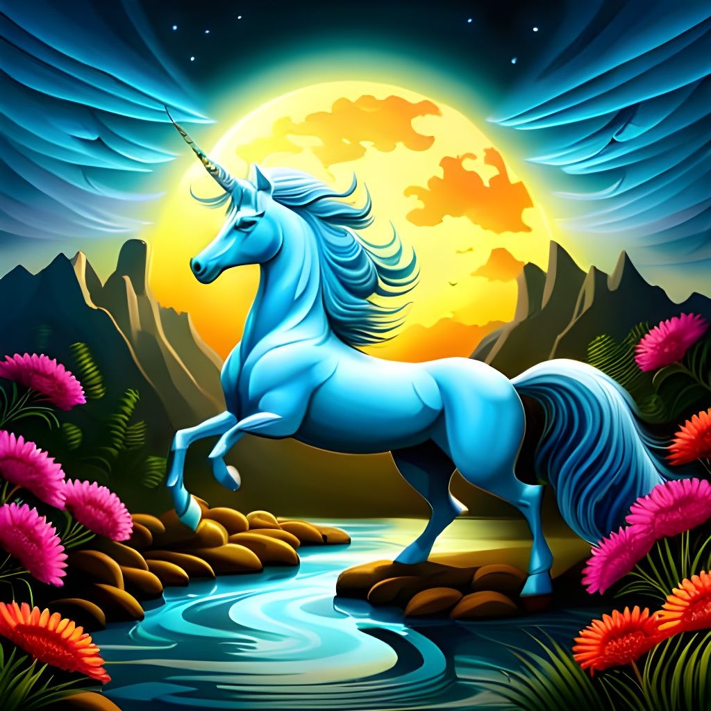 Majestic Luminous Unicorn in Detailed Matte Painting