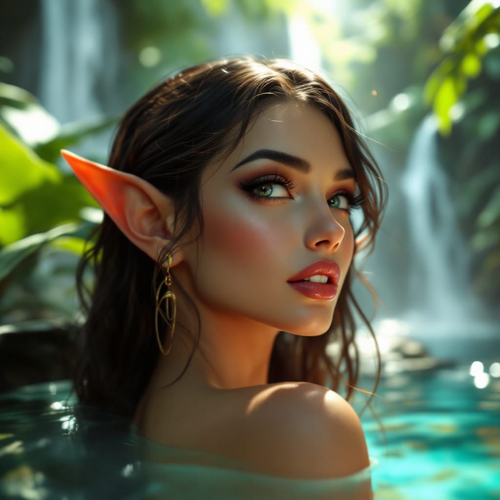 Glamorous Elf-Maiden in Tropical Resort: Pin-Up Style