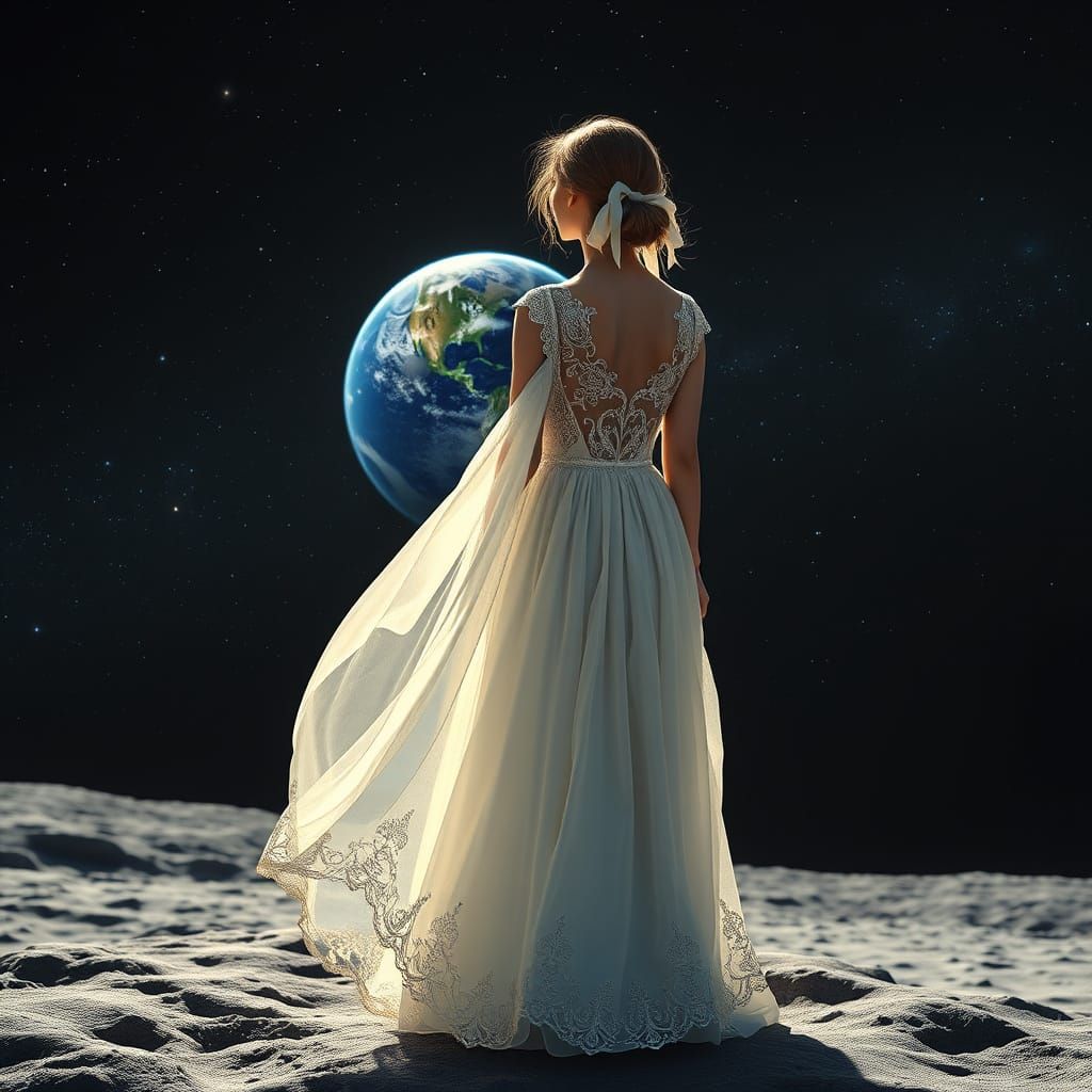 Ethereal Lunar Princess in a Vibrant, Fantastical World