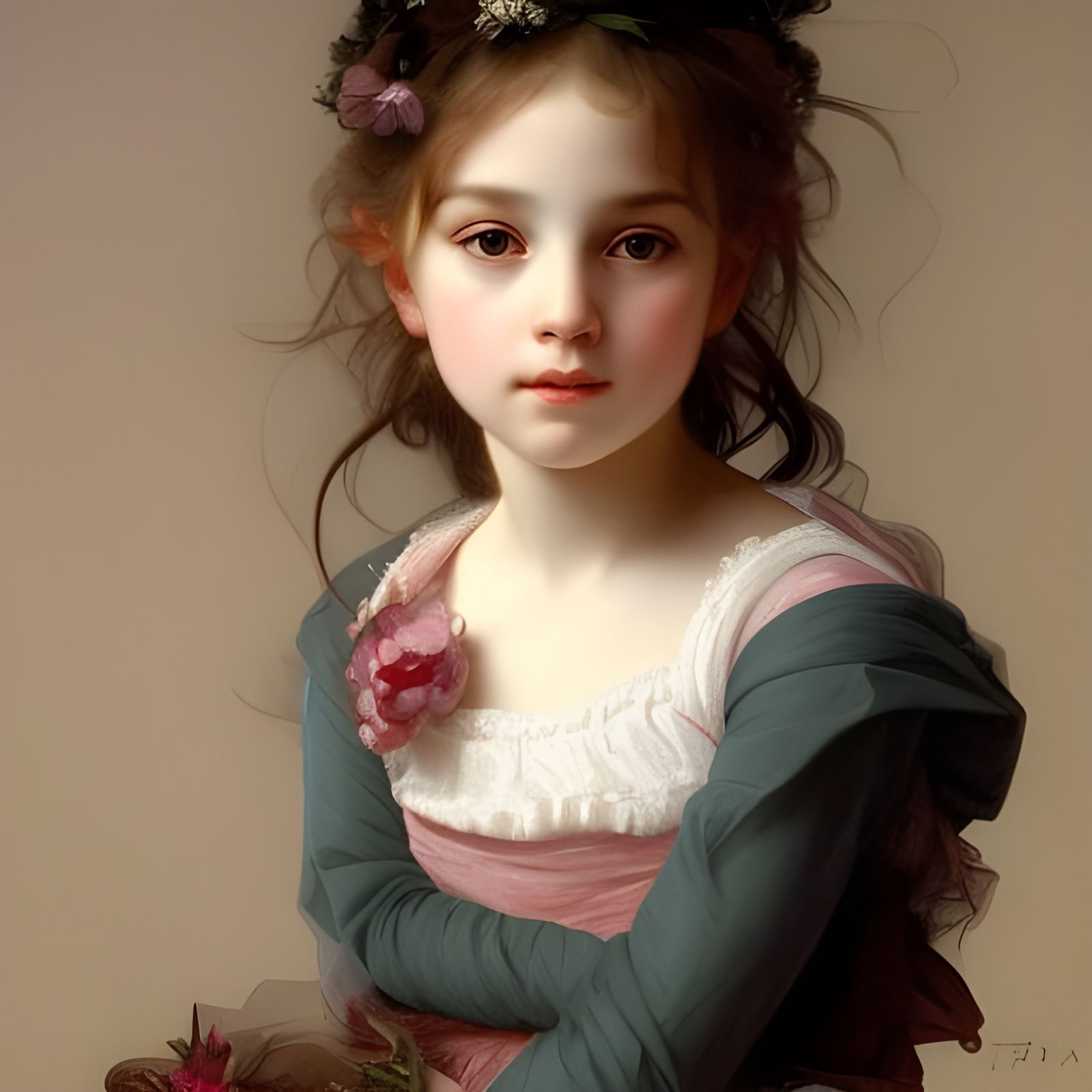 Delicate Portrait of a Young Girl in Classical Style