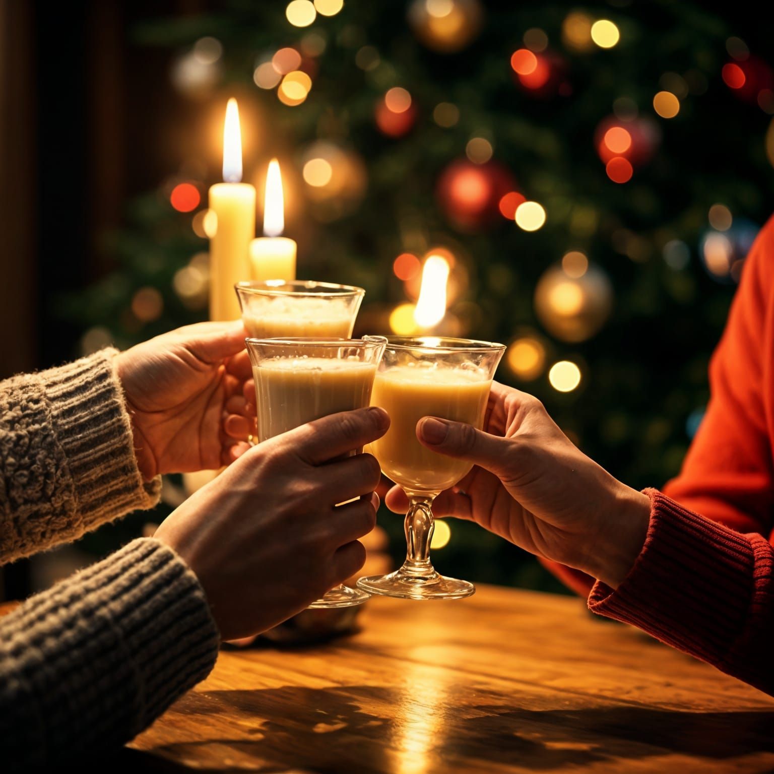 Friends Celebrate Christmas with Eggnog in Vibrant Metaphysi...