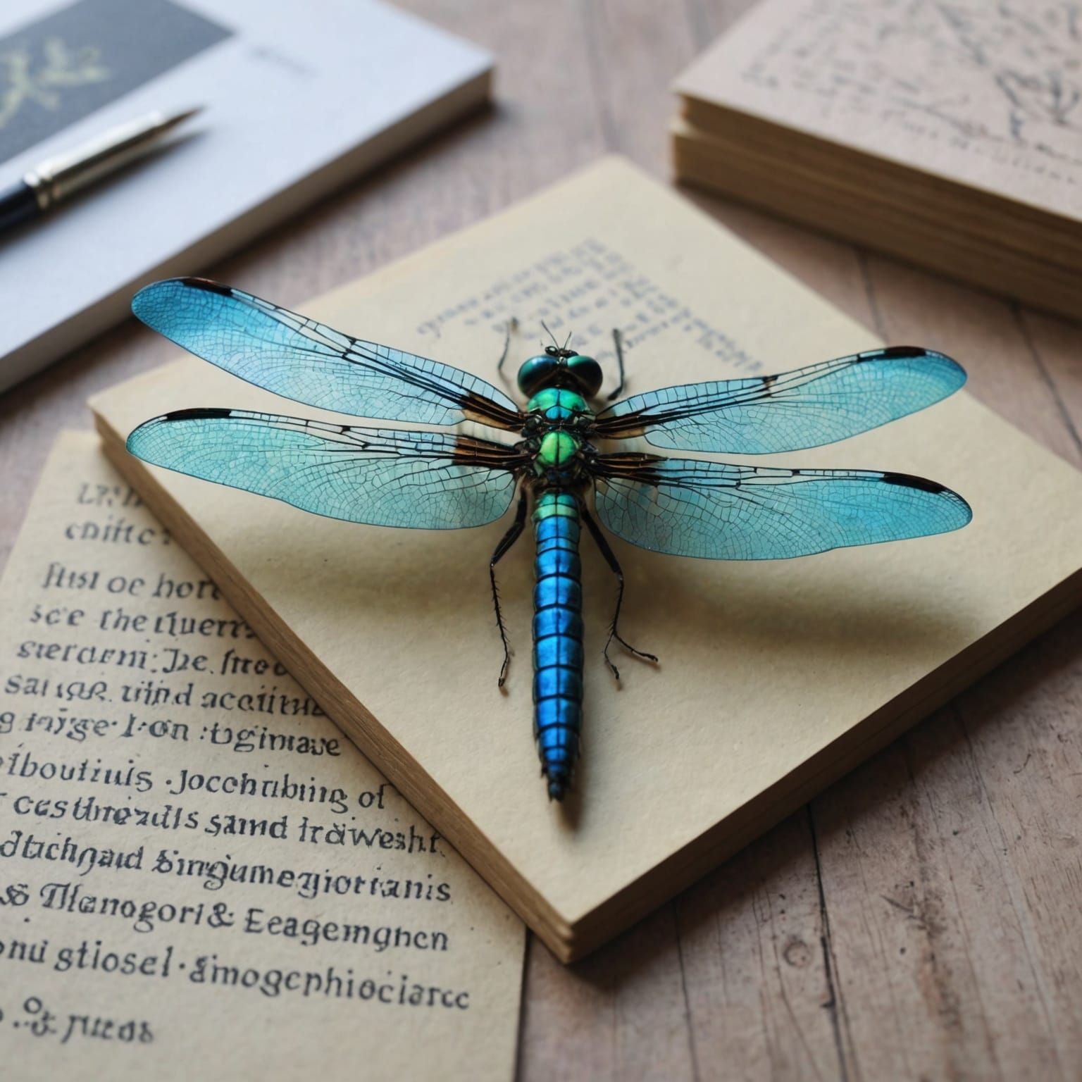 Dragonfly in Glass Paperweight Still Life