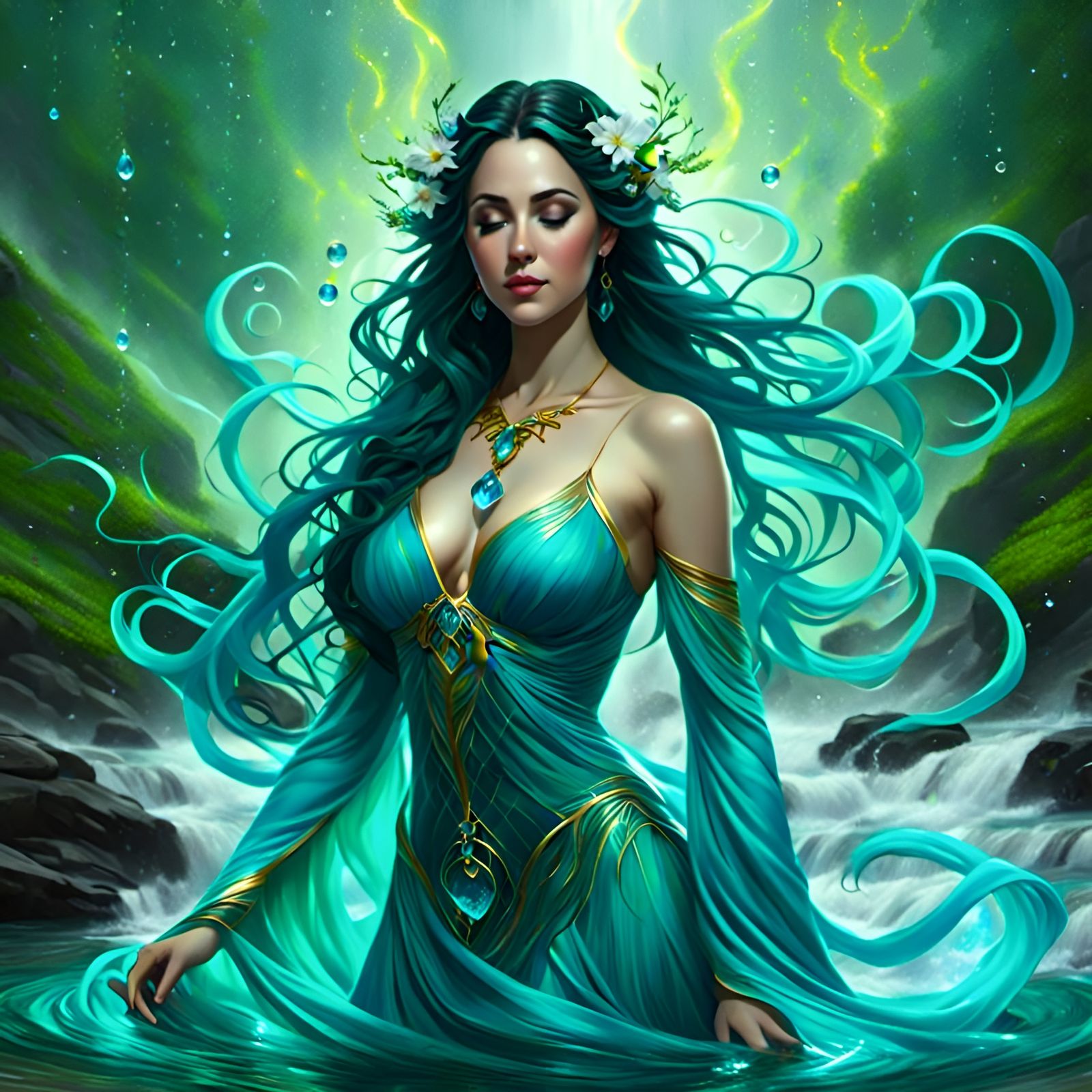 Ethereal Water Elemental Spirit Dances Gracefully